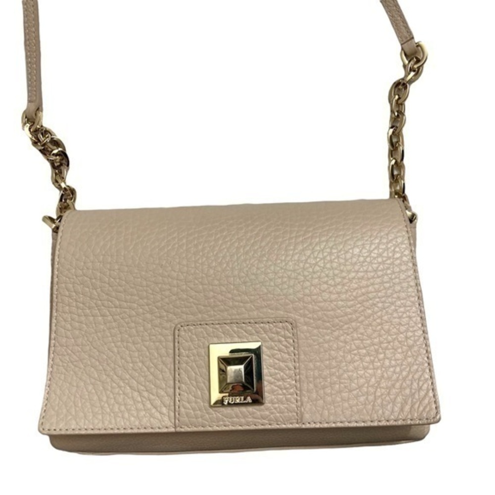 Furla pink leather flap crossbody bag